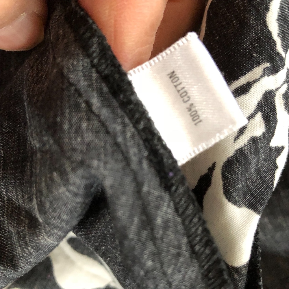 RONI RABL black/white cotton tie back open blouse/S (generous fit) - Picture 4 of 8